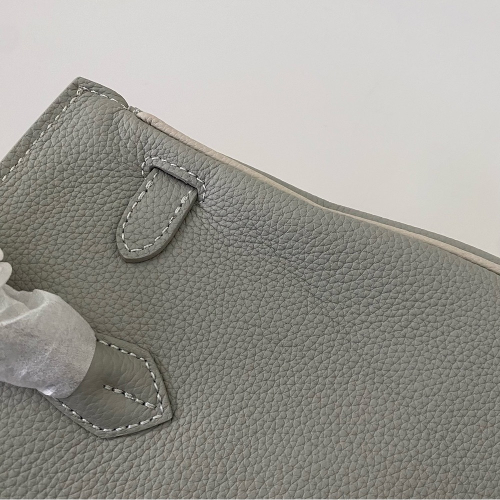 Gray Colorblock Structured 25 BK Leather Bag Lock & Key Satchel Crossbody S2 - Picture 6 of 16